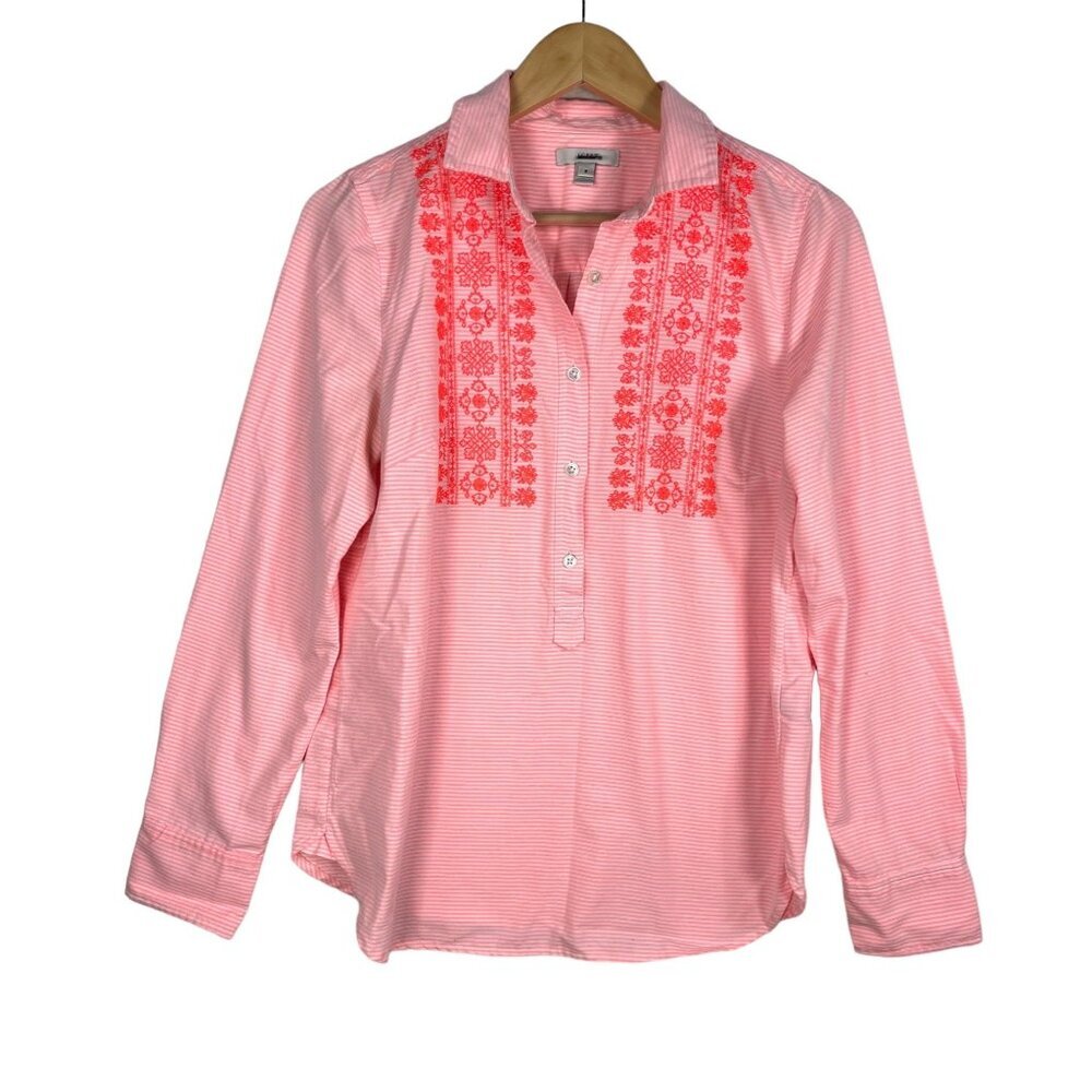 J.Crew Paisley embroidered striped‎ shirt Pink core sz 8